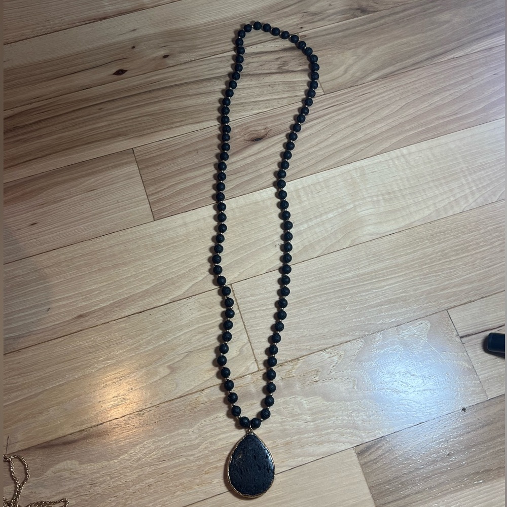 Lava stone black bead necklace!